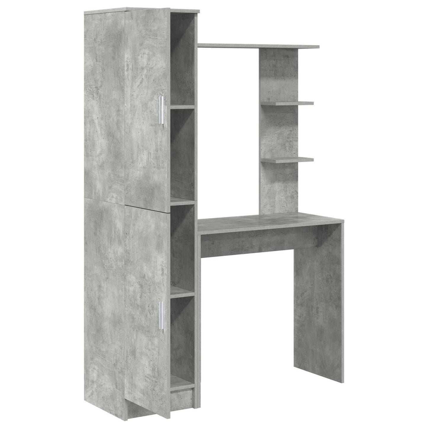 Desk with Storage with Door 2 pcs Concrete Grey Engineered wood