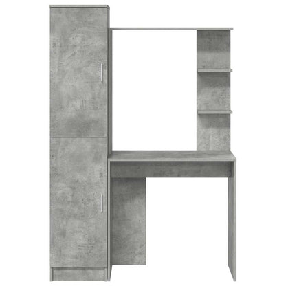 Desk with Storage with Door 2 pcs Concrete Grey Engineered wood