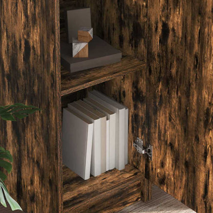 Desk with Storage with Shelf 2 pcs Smoked Oak Engineered wood