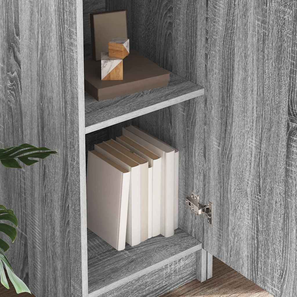 Desk with Storage with Shelf 2 pcs Grey sonoma Engineered wood