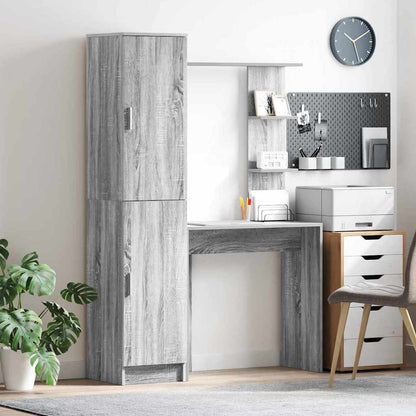 Desk with Storage with Shelf 2 pcs Grey sonoma Engineered wood