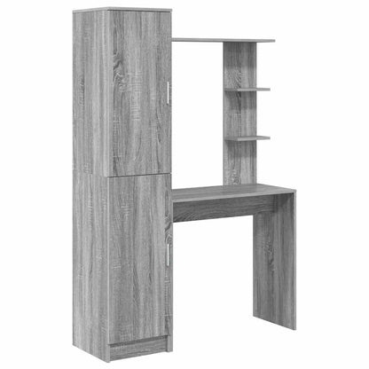Desk with Storage with Shelf 2 pcs Grey sonoma Engineered wood