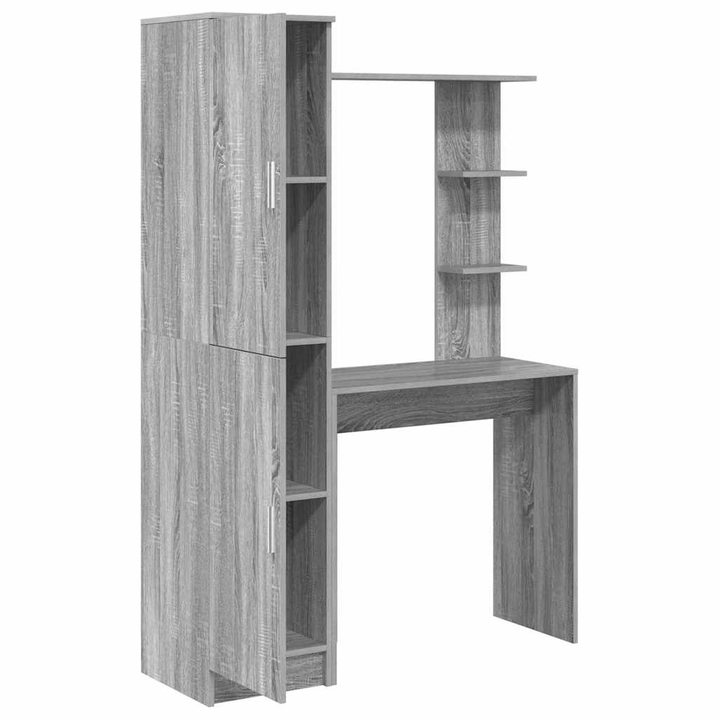 Desk with Storage with Shelf 2 pcs Grey sonoma Engineered wood