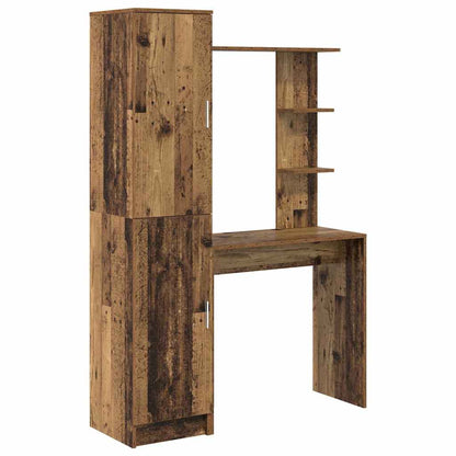 Desk with Storage with Shelf 2 pcs Old Wood Engineered wood