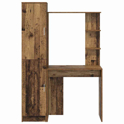 Desk with Storage with Door 2 pcs Old Wood 78.5 x 37 x 154.5 cm