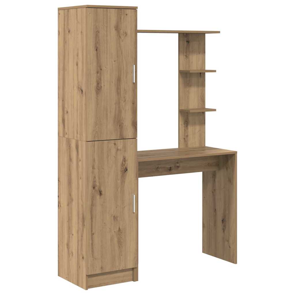 Desk with Storage with Shelf 2 pcs Artisan oak Engineered wood