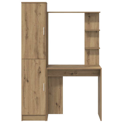 Desk with Storage with Shelf 2 pcs Artisan oak Engineered wood