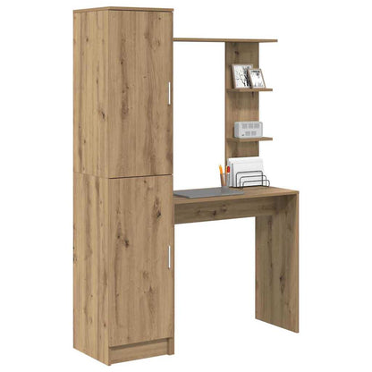 Desk with Storage with Shelf 2 pcs Artisan oak Engineered wood