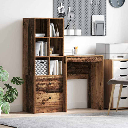 Desk with Storage with Drawer 2 pcs Old Wood 45.5 x 34 x 127 cm