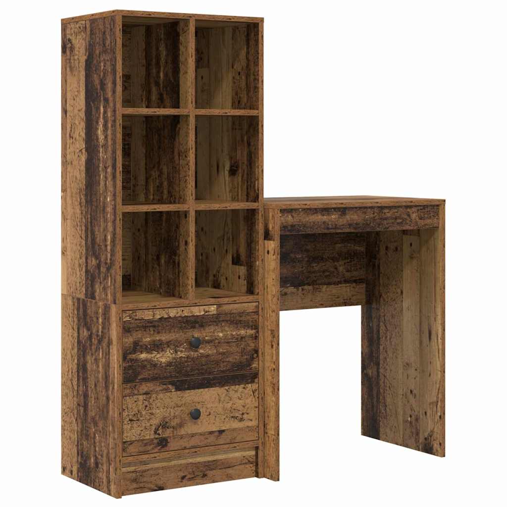 Desk with Storage with Drawer 2 pcs Old Wood 45.5 x 34 x 127 cm