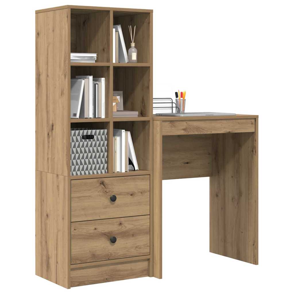 Desk with Storage with Drawer 2 pcs Artisan oak Engineered wood