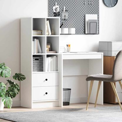 Desk with Storage with Drawer 2 pcs White Engineered wood