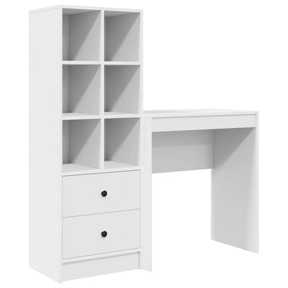 Desk with Storage with Drawer 2 pcs White Engineered wood