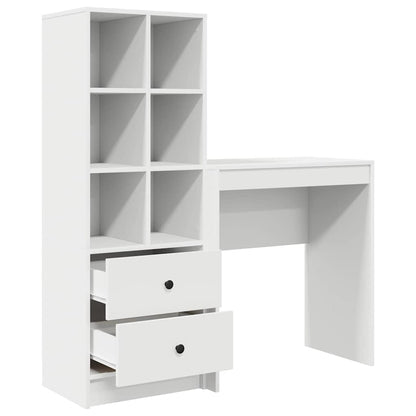 Desk with Storage with Drawer 2 pcs White Engineered wood