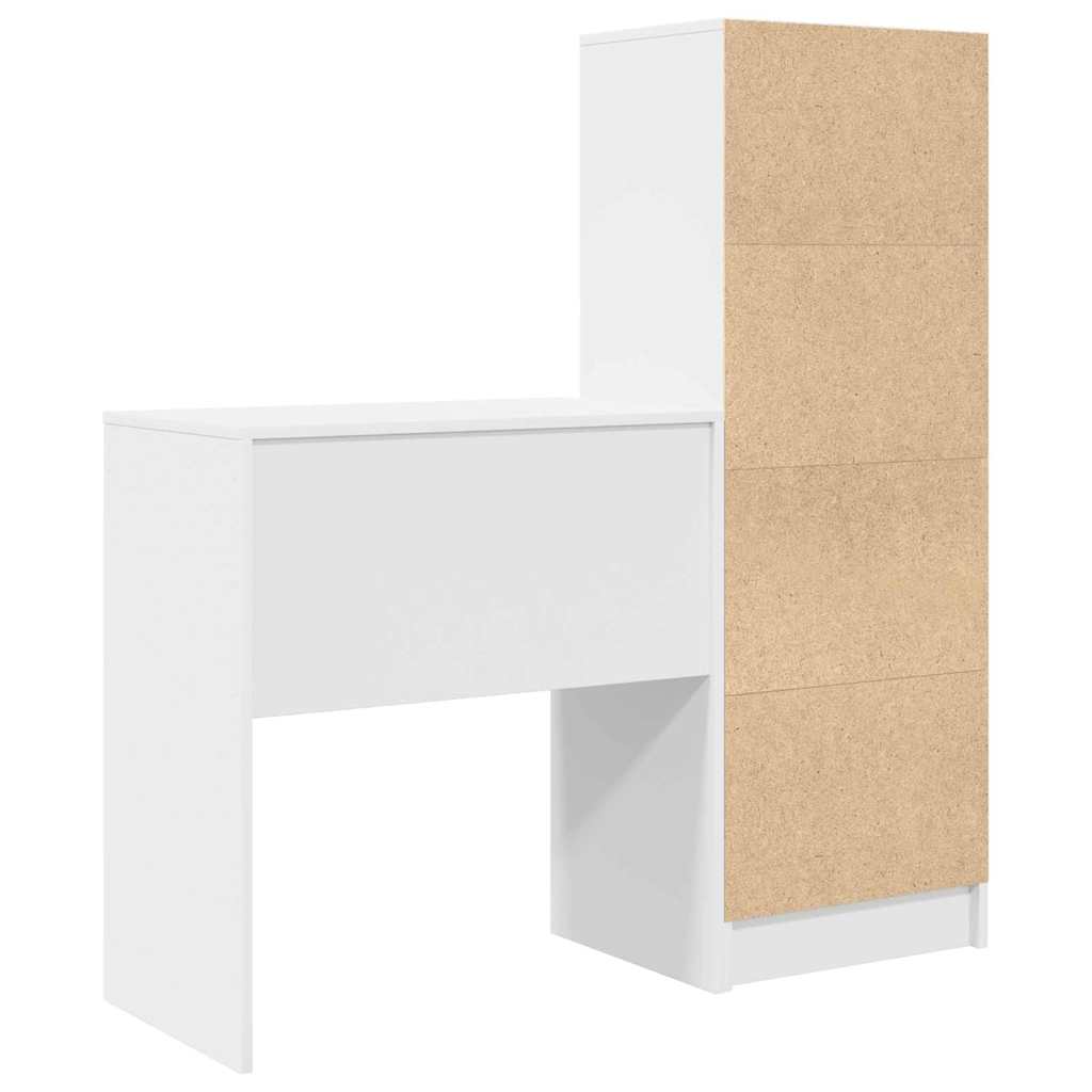 Desk with Storage with Drawer 2 pcs White Engineered wood