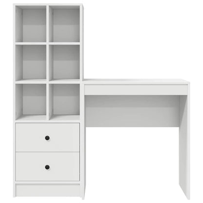 Desk with Storage with Drawer 2 pcs White Engineered wood
