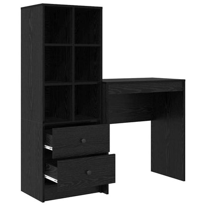 Desk with Storage with Drawer 2 pcs Black oak Engineered wood