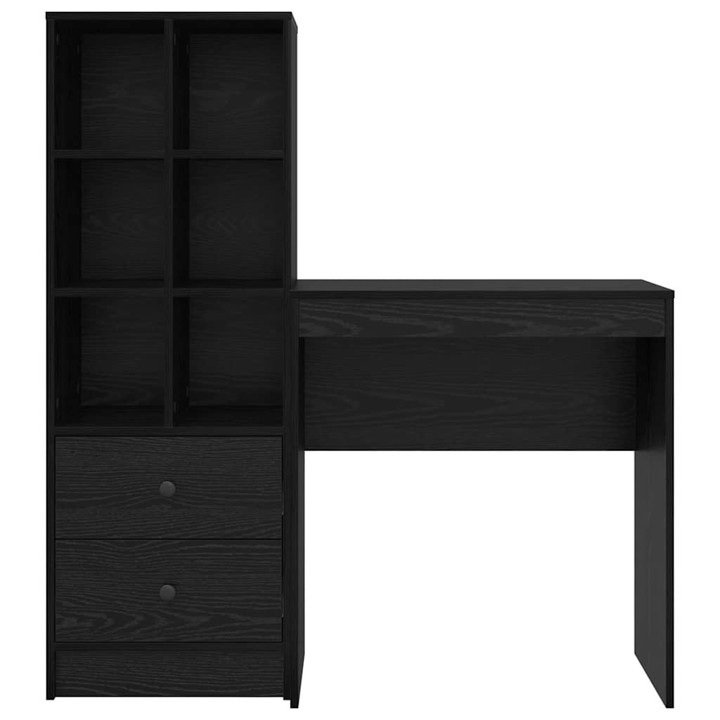 Desk with Storage with Drawer 2 pcs Black oak Engineered wood
