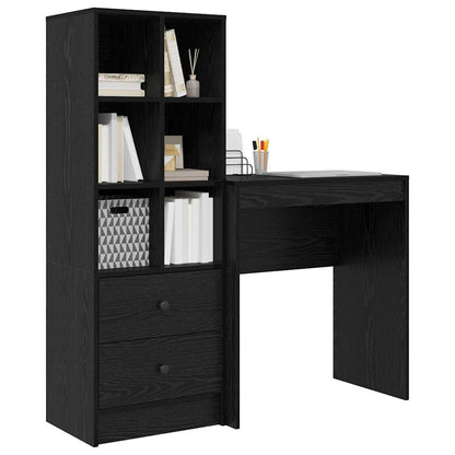 Desk with Storage with Drawer 2 pcs Black oak Engineered wood