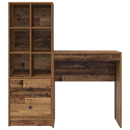 Desk with Storage with Drawer 2 pcs Old Wood 70 x 40 x 76 cm