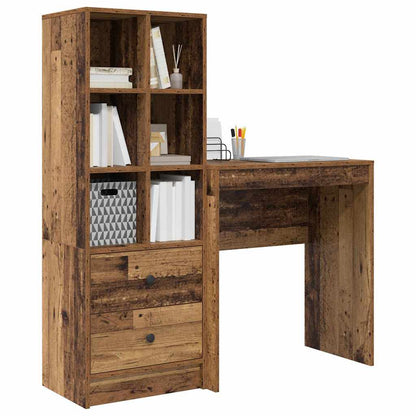 Desk with Storage with Drawer 2 pcs Old Wood 70 x 40 x 76 cm