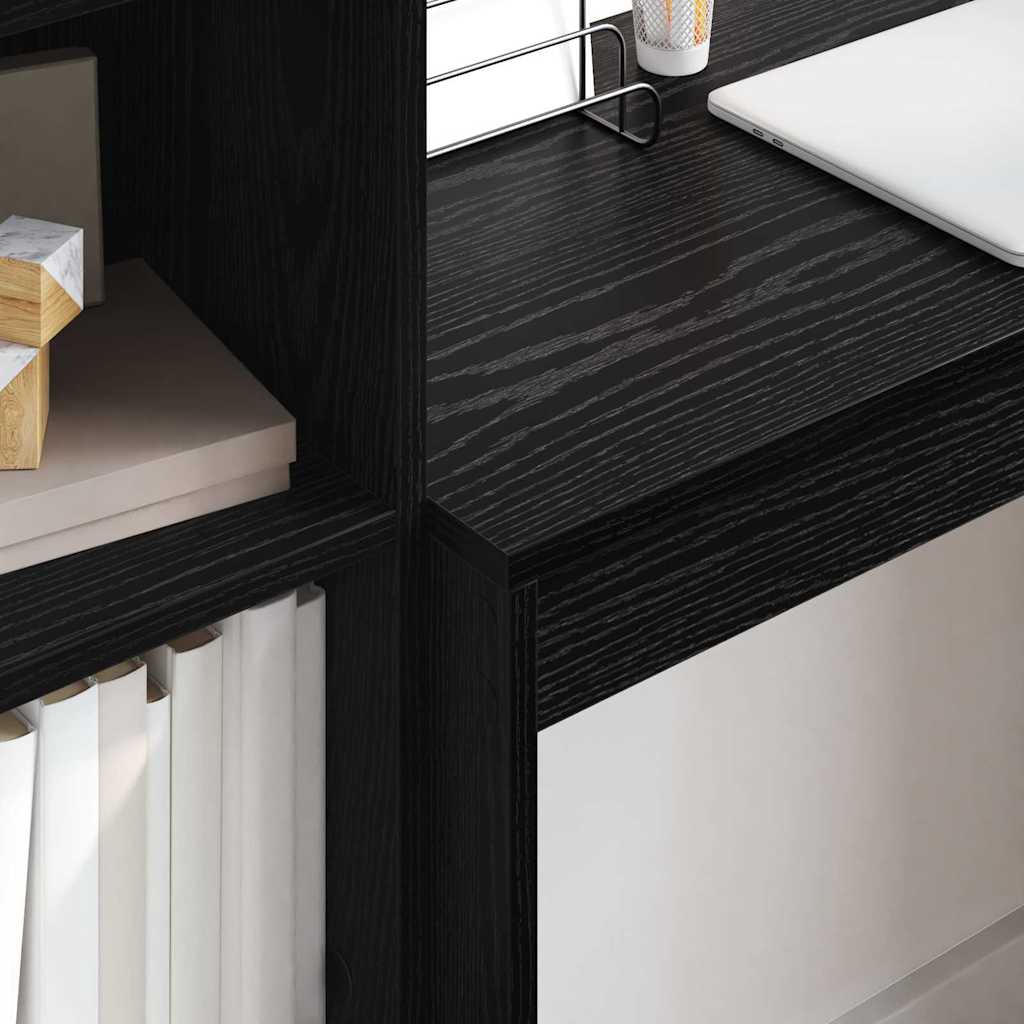 Desk with Storage with Drawer 2 pcs Black oak 80 x 40 x 76 cm
