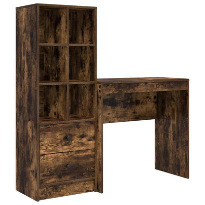 Desk with Storage with Drawer 2 pcs Smoked Oak 80 x 40 x 76 cm
