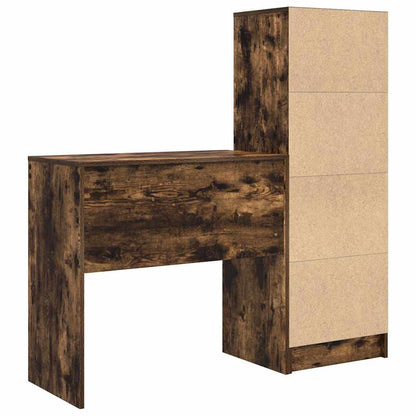 Desk with Storage with Drawer 2 pcs Smoked Oak 80 x 40 x 76 cm
