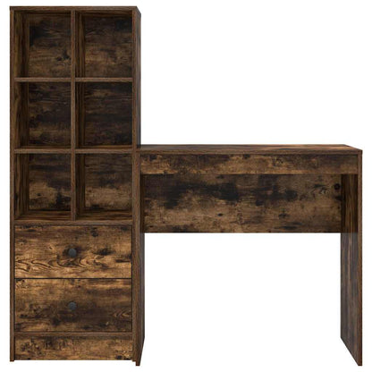 Desk with Storage with Drawer 2 pcs Smoked Oak 80 x 40 x 76 cm