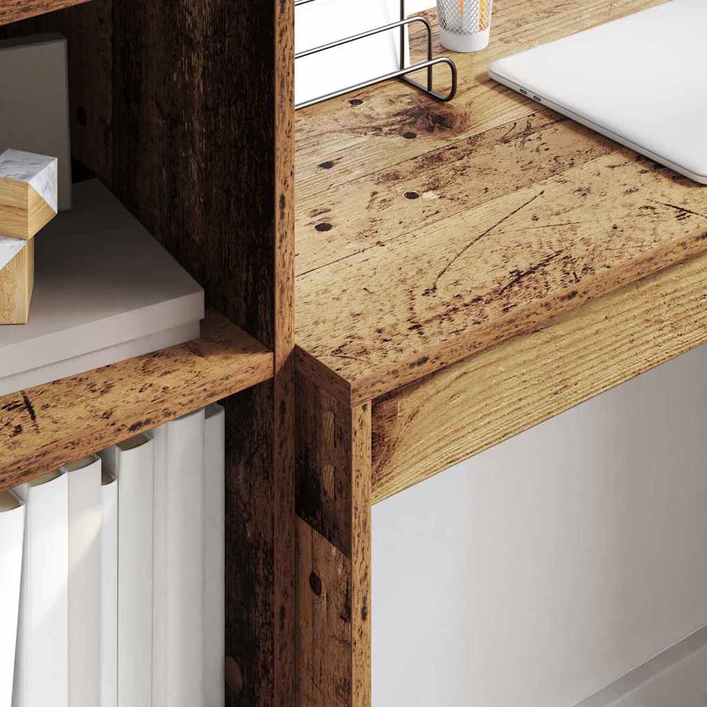 Desk with Storage with Drawer 2 pcs Old Wood 80 x 40 x 76 cm