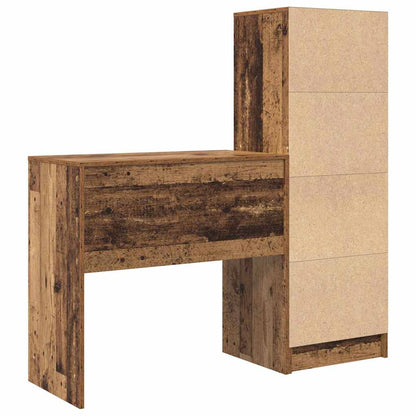 Desk with Storage with Drawer 2 pcs Old Wood 80 x 40 x 76 cm