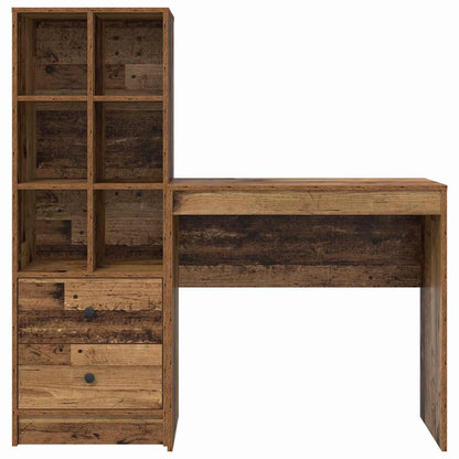 Desk with Storage with Drawer 2 pcs Old Wood 80 x 40 x 76 cm