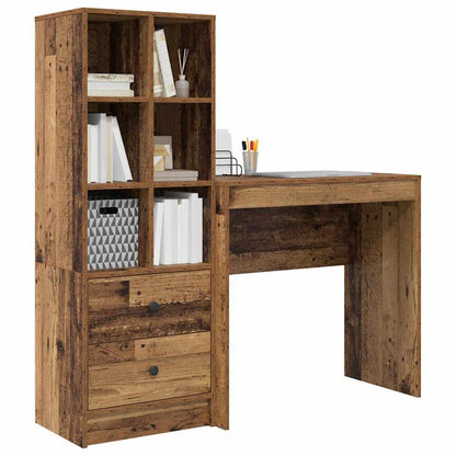 Desk with Storage with Drawer 2 pcs Old Wood 80 x 40 x 76 cm