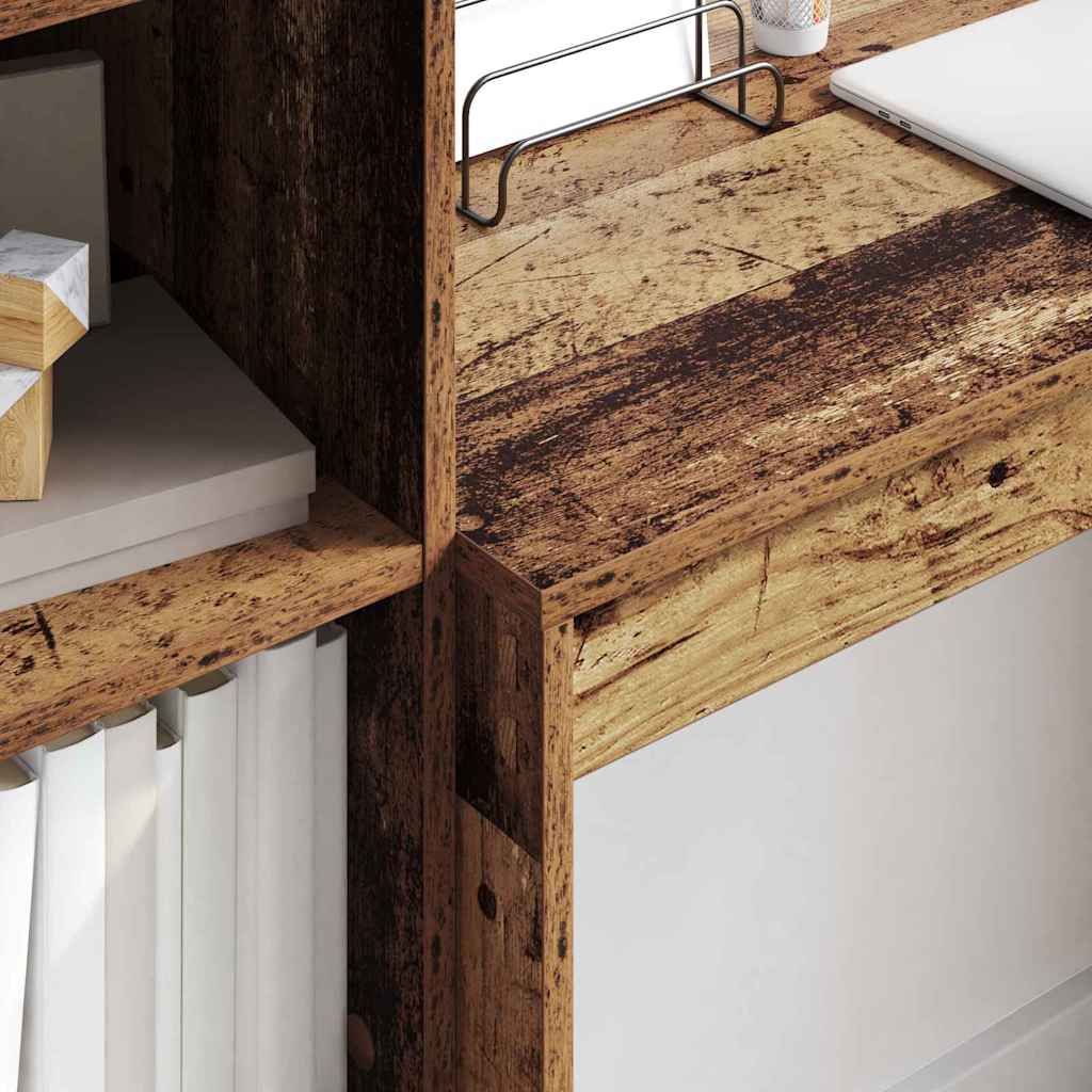Desk with Storage with Drawer 2 pcs Old Wood 90 x 40 x 76 cm