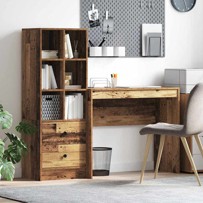 Desk with Storage with Drawer 2 pcs Old Wood 90 x 40 x 76 cm