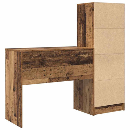 Desk with Storage with Drawer 2 pcs Old Wood 90 x 40 x 76 cm