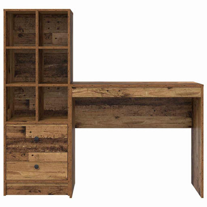 Desk with Storage with Drawer 2 pcs Old Wood 90 x 40 x 76 cm
