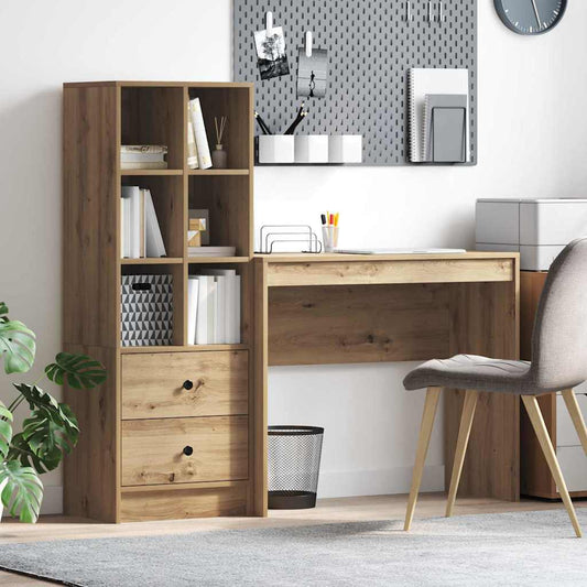 Desk with Storage with Drawer 2 pcs Artisan oak 90 x 40 x 76 cm