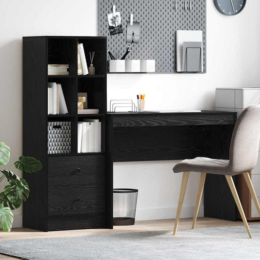 Desk with Storage with Drawer 2 pcs Black oak 100 x 40 x 76 cm