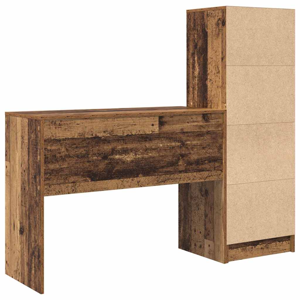 Desk with Storage with Drawer 2 pcs Old Wood 100 x 40 x 76 cm