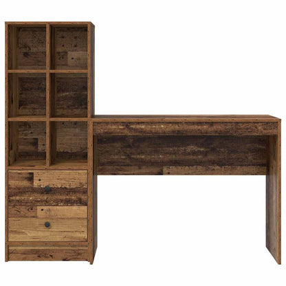 Desk with Storage with Drawer 2 pcs Old Wood 100 x 40 x 76 cm
