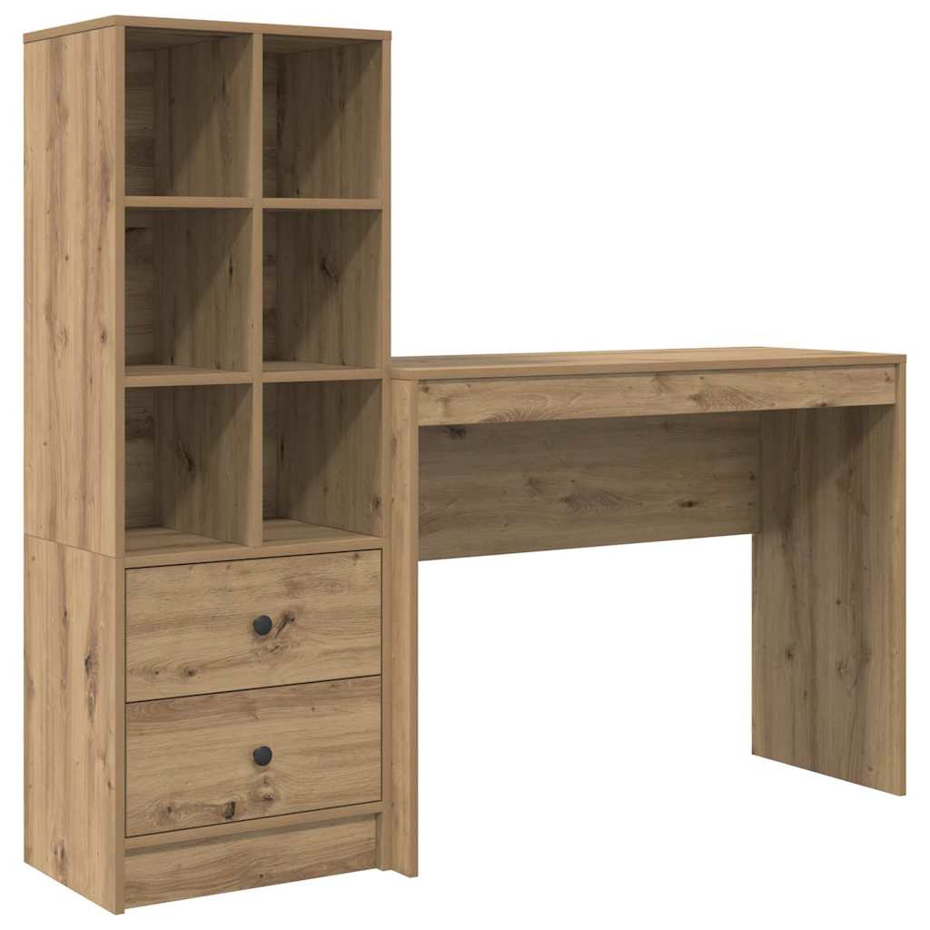 Desk with Storage with Drawer 2 pcs Artisan oak Engineered wood