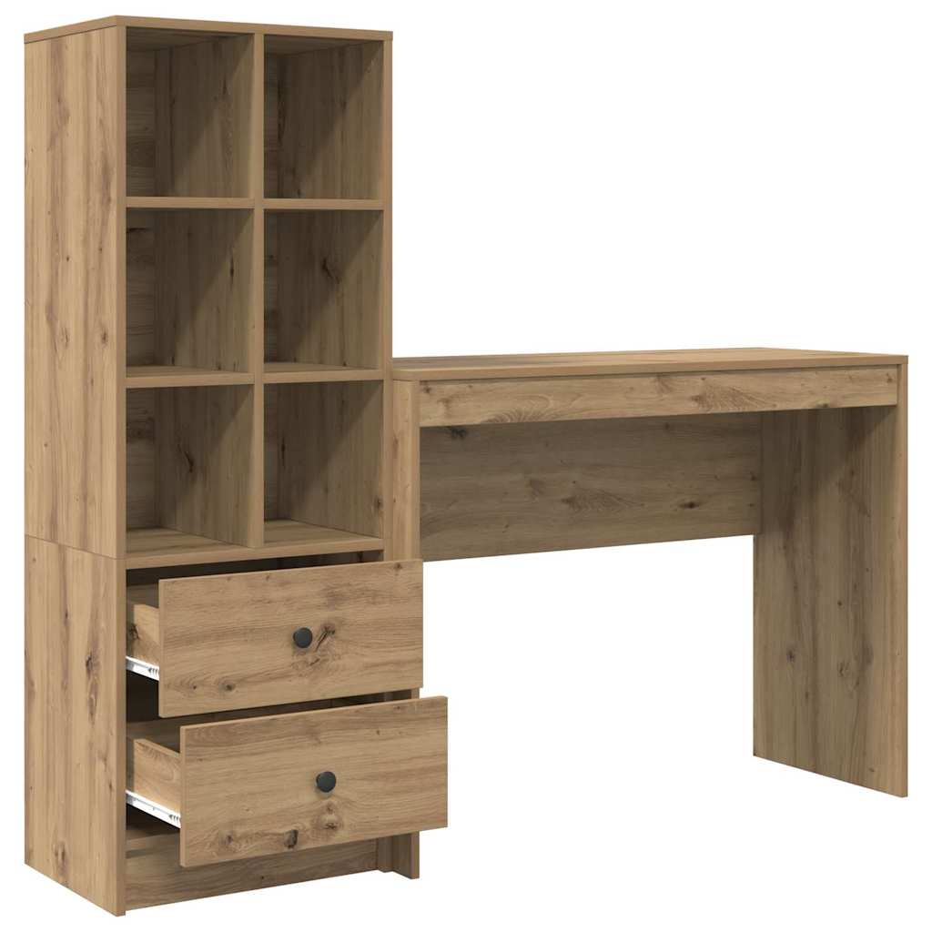 Desk with Storage with Drawer 2 pcs Artisan oak Engineered wood