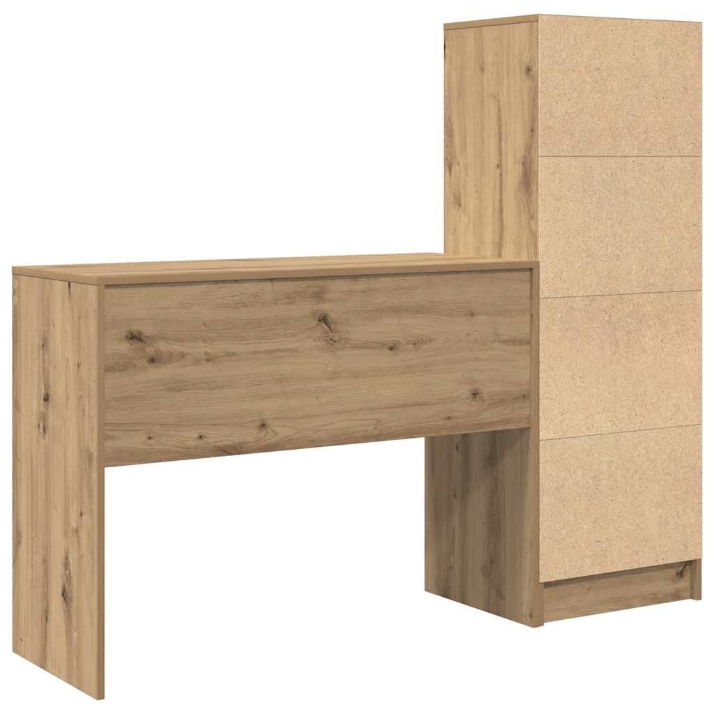 Desk with Storage with Drawer 2 pcs Artisan oak Engineered wood