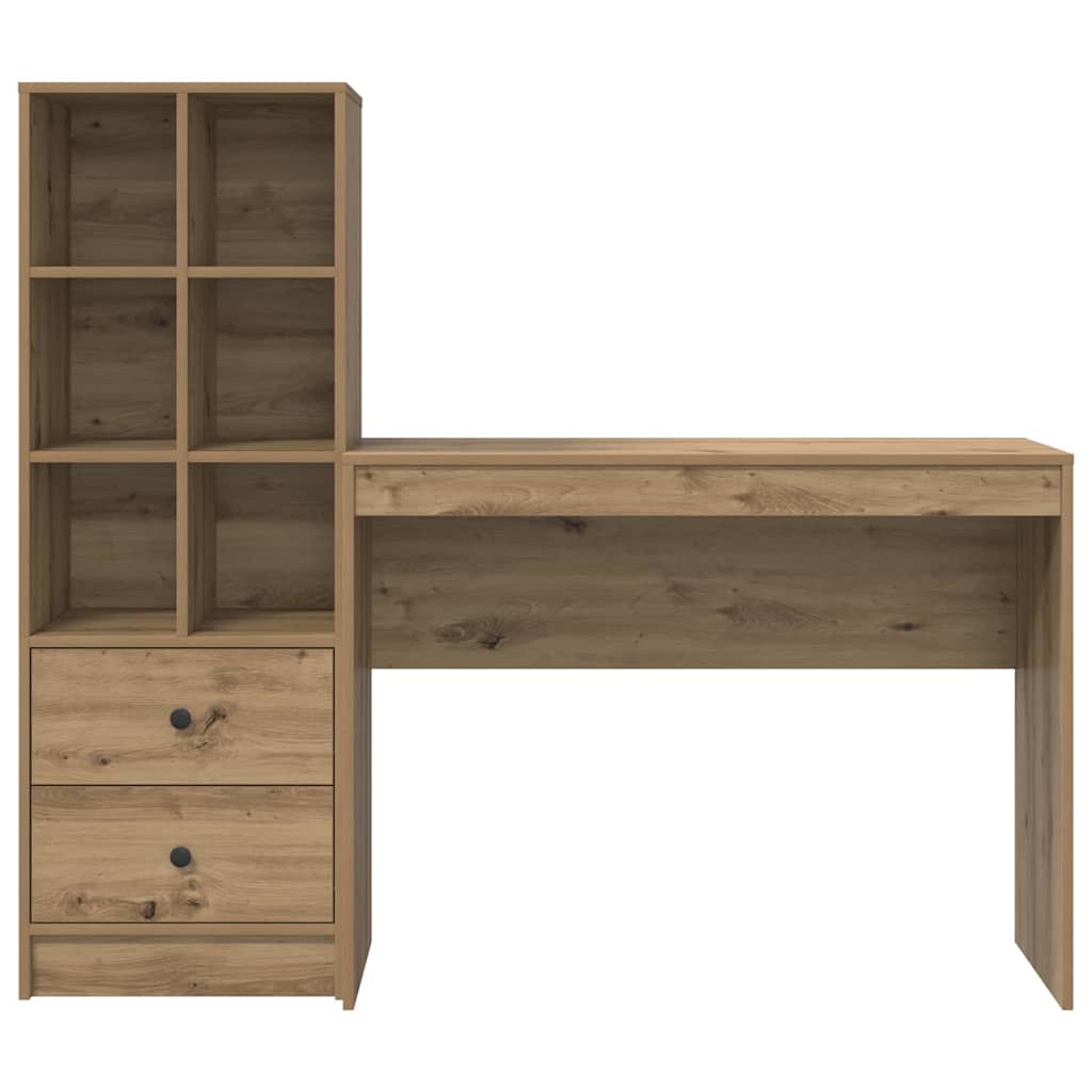Desk with Storage with Drawer 2 pcs Artisan oak Engineered wood
