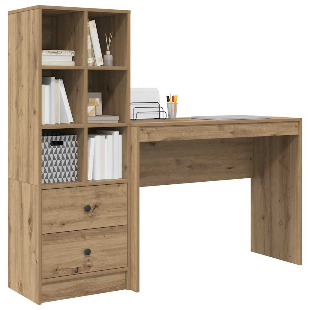 Desk with Storage with Drawer 2 pcs Artisan oak Engineered wood