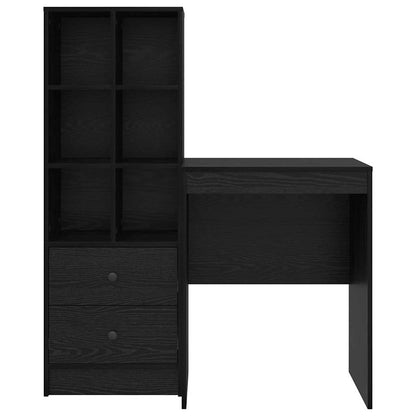 Desk with Storage with Drawer 2 pcs Black oak 60 x 50 x 76 cm