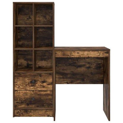 Desk with Storage with Drawer 2 pcs Smoked Oak 60 x 50 x 76 cm