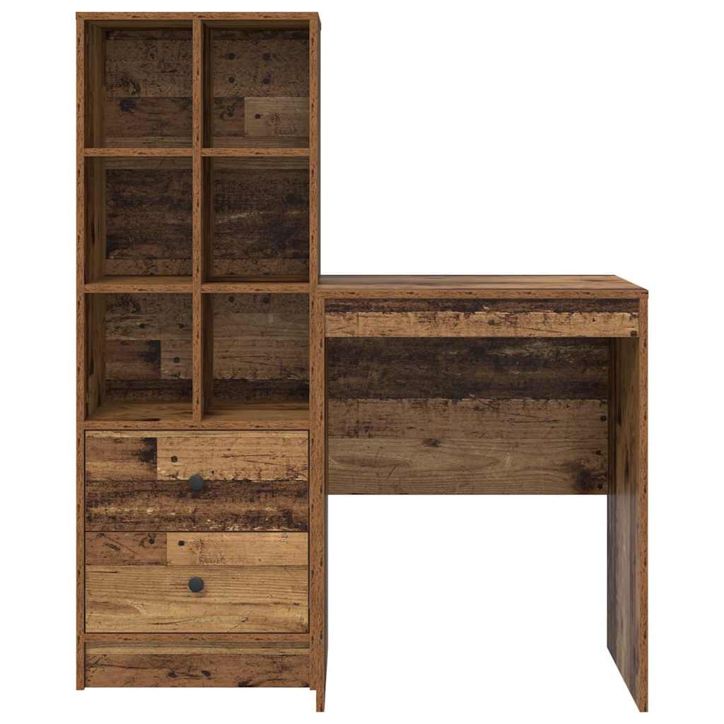 Desk with Storage with Drawer 2 pcs Old Wood 60 x 50 x 76 cm