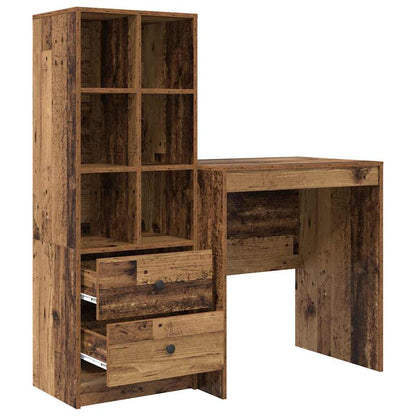 Desk with Storage with Drawer 2 pcs Old Wood 70 x 50 x 76 cm